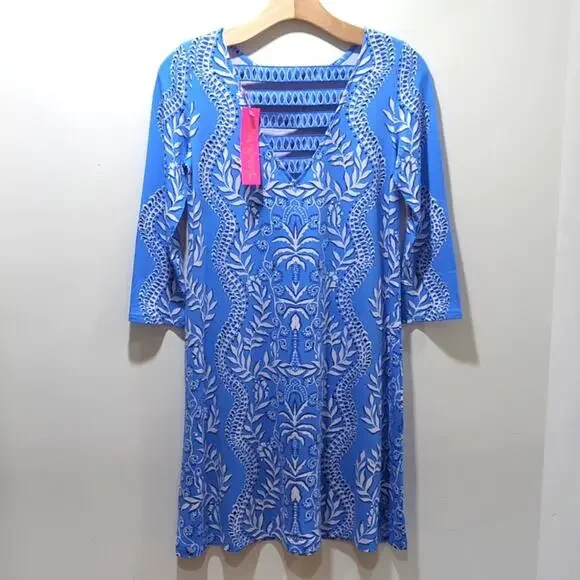 Lilly Pulitzer Ophelia Swing Dress Women's XS Have It Both Rays 3/4 Sleeve Blue - Picture 3 of 8